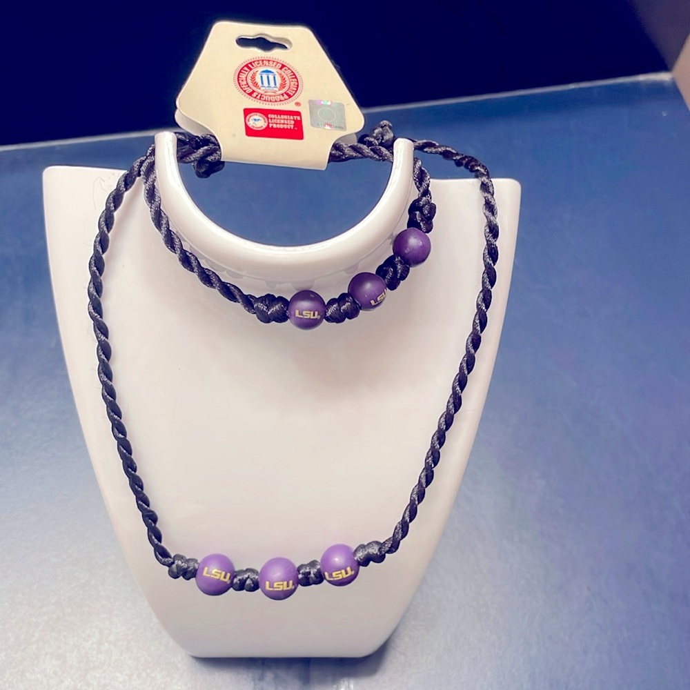 New LSU Tigers baseball necklace & bracelet set